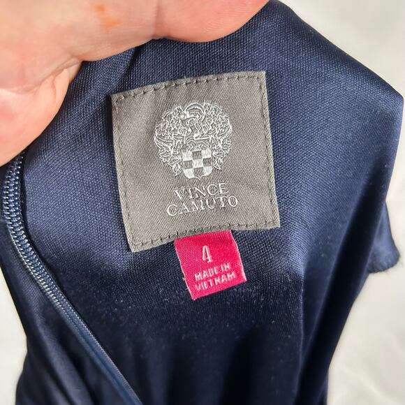 Vince Camuto Navy Short Sleeve Bodycon Stretch Dress 4 Small Business Party - Picture 4 of 4